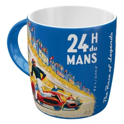 Bild av Nostalgic Art Kaffemugg i retrostil, 330 ml, 24h Le Mans Racing Poster Blue Presentidé för motorälskare, Official License Product (OLP), kopp av keramik, vintagedesign