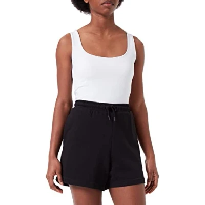Bild av JACK &amp; JONES Kvinnors JXABBIE HW RLX varje borste SN shorts, svart/tryck: BrightwHITE JJXX logotyp, S