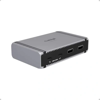 Bild av CalDigit E5 Thunderbolt 5 Element Hub 9 portar, 4X 5/USB4 v2 3X USB A och 2X C 10 Gb/s enkel 8K, dubbel 6K/8K, guld 4K@240Hz skärmar, 90 W laddning, 0,8 m