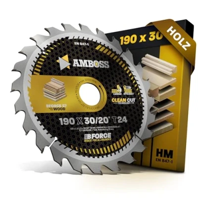 Bild av HM cirkelsågblad 190 x 30 20 Z24 växeltand för batteri trä tillskuren. AMBOSS WERKZEUGE® Sågblad mm + reduceringsring mm. delar. till Dewalt DCS57. DCS573. DCS578.