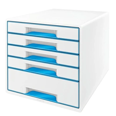 Bild av Leitz WOW Skrivbordsbyrå, 5 lådor, A4, inkl. markeringspenna och avdelare, blå metallic, 52142036
