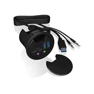 Bild av RaidSonic ICY BOX USB 3.0 Tisch Hub mit Type C, Typ A und Audio IB HUB1403B, svart