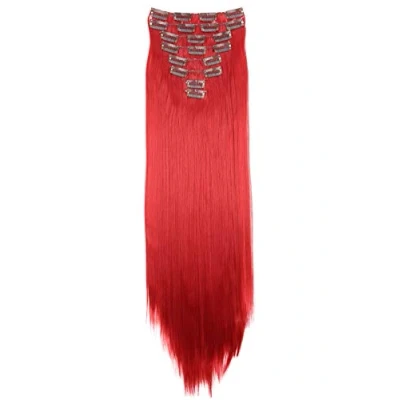 Bild av CAISHA XXL 50cm 8 delar set CLIP IN EXTENSIONS Hårförlängning Hårstycke Rak Röd CES120