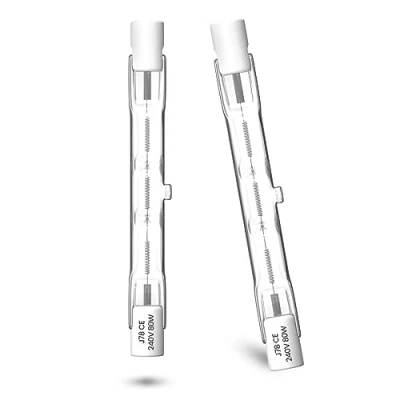 Bild av Luxvista R7S Halogenlampor 78MM 80W Dimmbar Linjär Varmvit 2800K Halogen Projektor 1390LM J78 Dubbel Sockel Ersättning för 5W LED Belysning 2 Stycken