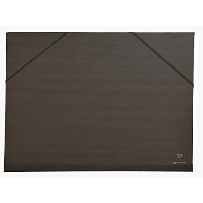 Bild av Clairefontaine Ref 48815C Kraft konstmapp 50 x 70 cm storlek, elastiska remmar med 3 klaffstängning, vitt pappersfoder, syrafri lämplig för transport av konstverk svart