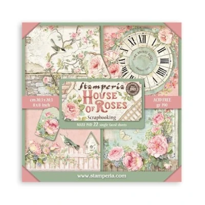 Bild av Stamperia Scrapbook Paper Pad for Scrapbooking, Albums, Card Making, Bullet Journalling and More, Acid Free, Single Face, Perfect Hobbies, Crafts, Gifting (House of Roses) (20.3 x 20.3cm)