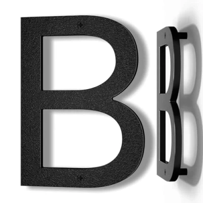 Bild av Yafimea Husnummer 20 cm svart, Stor siffra för utomhusbruk med svävande 3D effekt, modern design i väderbeständig ABS plast, skruvmontering (B)