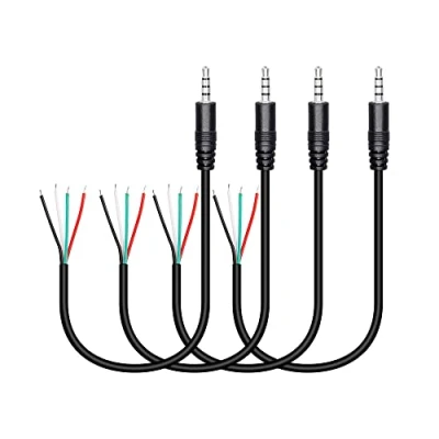 Bild av RIIEYOCA 4 x 3,5 mm hane till bar tråd, 1/8 tum TRRS polig mono öppen ände ljudkabel, för och ljudutrustning installerad eller ersättning reparation