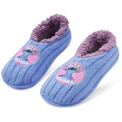 Bild av Disney ballerinatofflor för kvinnor med sherpa foder, stickade halkfria husskor gåvor kvinnor, BLÅ, One Size