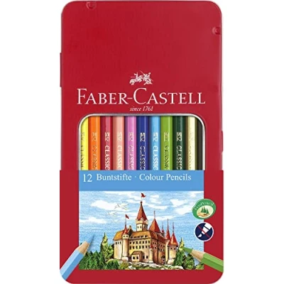 Bild av Faber Castell 115801 färgpenna Hexagonal, 12 metallfodral