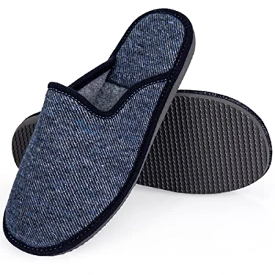 Bild av ESTRO Tofflor Män Bomull Toffel Herr med Minnesskum Halkfri Sula F17 (46, Jeans)