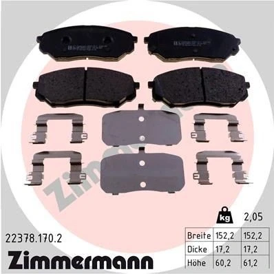 Bild av ZIMMERMANN 22378.170.2 Jeu de plaquettes frein avec indicateur d&#039;usure la photo correspond au contenu livraison, plaque glissement
