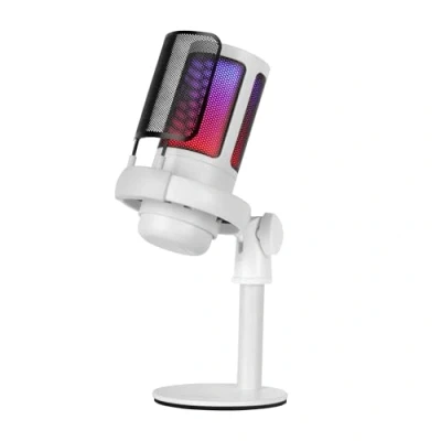 Bild av MARSGAMING Mars Gaming MMIC SE professionell studiomikrofon, ARGB Ultra HD ADC 196 kHz 24 bitars, anti vibrationsfäste + metallnät popfilter, volym och dämpningskontroll, vit