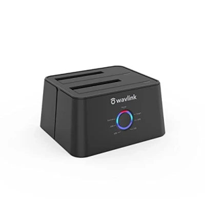 Bild av WAVLINK Dual Bay SATA till USB3.0/USB C Externa hårddiskar dockningsstation för 2,5 eller 3,5 tums HDD, SSD med kopiator/klone funktion svart