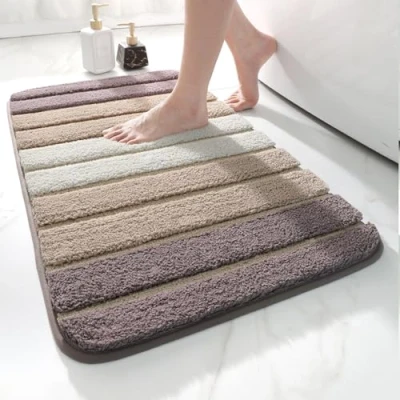 Bild av DEXI Halkfri badmatta, extra mjuk badrumsmatta, maskintvättbar, vattenabsorberande, 50 x 80 cm, beige