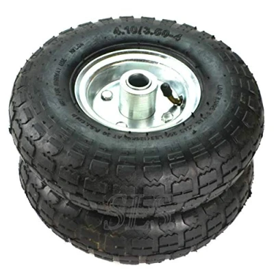 Bild av 2 x pneumatiska däck, nr 4/3.50 4/4.10, diameter 260 85 mm, handvagn go kart reservhjul, kullager fälg