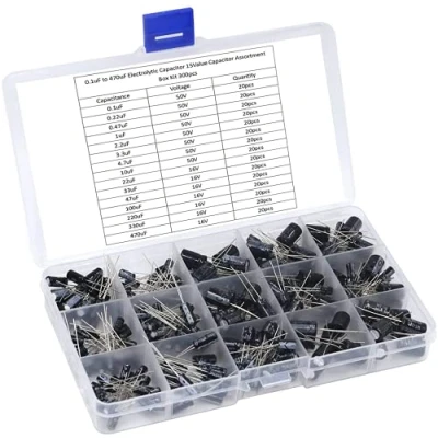 Bild av ARCELI 300 st 15 värde elektrolytisk kondensator räckvidd 0,1 uF till 470 sortiment kit