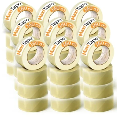 Bild av OFITURIA transparent förpackningstejp för förpackning av kartonger frakt och flytt. Sigill säkra resistenta förpackningar (36 mm x 160 mts transparent, 36 rullgardin)