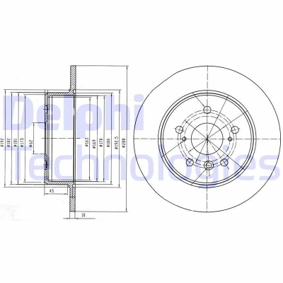 Bild av DELPHI BG4156 Disque de frein 288 10 5 plein huilé non traité sans roulement roue, bague ABS LEXUS: RX I