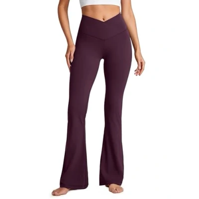 Bild av CRZ YOGA Butterluxe korsade utsvängda yogabyxor för kvinnor 31 tum med hög midja Bootleg träningsleggings Stretch Bootcut Djup lila S
