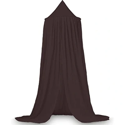 Bild av Deryan Baldakin barnrum 245 cm i 5 färger sänghimmel för flickor, pojkar och baby himmelsänggardiner myggnät dubbelsäng himmel babysäng Canopy Chestnut