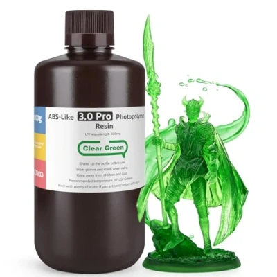 Bild av ELEGOO ABS liknande harts 3.0 Pro, UV härdande 3D med hög precision, inte spröd, giftfri för LCD/DLP skrivare, fotopolymer, harts, klargrön, 1 000 g