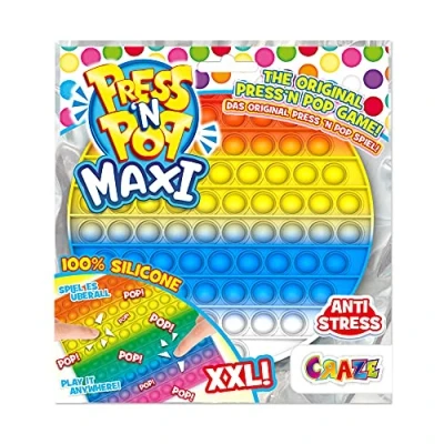 Bild av CRAZE PressNPop Cirkel Press N POP Maxi XXL Fidget Toy sensorisk anti stress leksak för barn vuxna Bubble Set cirkelform färgglada motiv 37430, vackra färgkombinationer