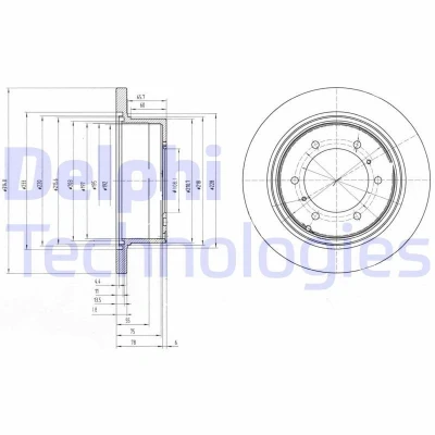 Bild av DELPHI BG3105 Disque de frein 315 18 6 plein huilé non traité sans roulement roue, bague ABS MITSUBISHI: Pajero 2, Sport 1 SUV
