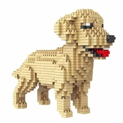 Bild av Atomic Building Golden Retriever hund (Labrador Retriever) figur att montera med nanoblock. 950 stycken.