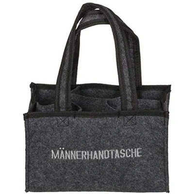 Bild av Handväska för 6 ölflaskor Broderad &quot;MÄNNERHANDTASCHE&quot; / Mått : 24 x 14 16 cm