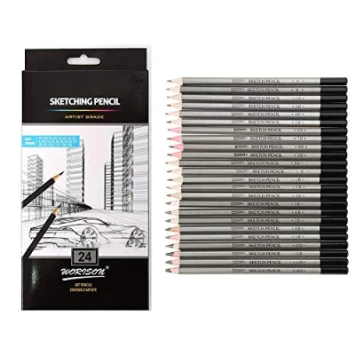 Bild av 24Pcs Drawing Pencils Set, Sketch Art Graphite Pencil 9H 8H 7H 6H 5H 4H 3H 2H H HB F B 2B 3B 4B 5B 6B 7B 8B 9B 10B 11B 12B 14B