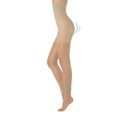 Bild av CALZITALY hög midja formare tights kompression 8 mm/hg, kontrollkropp och ben avslappning, formande strumpbyxor S, M, L, XL, XXL, 3XL, 4XL 20 den svart, naturlig Made in Italy, Hud, L