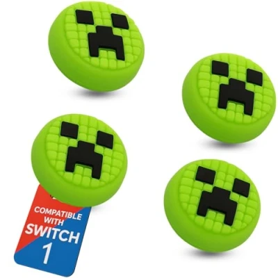Bild av MatoSan® 4 x joystick lock kompatibla med Nintendo Switch Grip Joy Con Thumbstick Lite OLED tillbehör Thumb Grips tumkåpor Steam Deck skydd (grön)