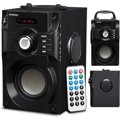 Bild av OVERMAX Soundbeat 2.0 Bluetooth högtalare USB SD AUX radio 15W minijack 3,5 mm 1800mAh Fjärrkontroll anslutning 2.1+ EDR MP3 stöd LED skärm