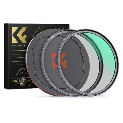Bild av K&amp;F koncept 82 mm magnetiskt CPL filtersats + adapterring legerat linslock, cirkulärt polariserande snabbväxlare system optiskt glas för DSLR kameror (Nano X serien)