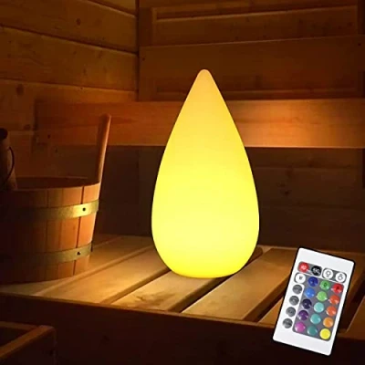Bild av ACMHNC LED bordslampa trådlöst dimbar, modern batterilampa inomhus och utomhus med fjärrkontroll, vitt vattendroppar sänglampa uppladdningsbar, IP54 utomhuslampa för bar restaurang strädgård