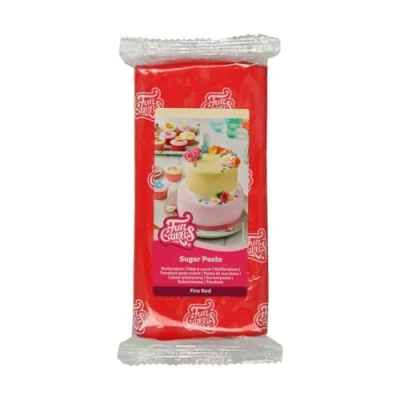 Bild av FunCakes Sockerpasta Fire Red: lätt att använda, slät, flexibel, mjuk och följsam, perfekt för tårtdekorering, halal, kosher glutenfri, 1 kg (1 pack)