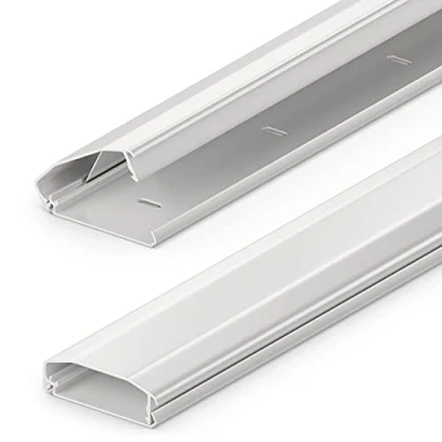 Bild av deleyCON Universell Kabelkanal Sladdkanal Innovativ Vikmekanism Högkvalitativ Aluminium Längd 50cm Bredd 6cm Höjd 2cm Vit