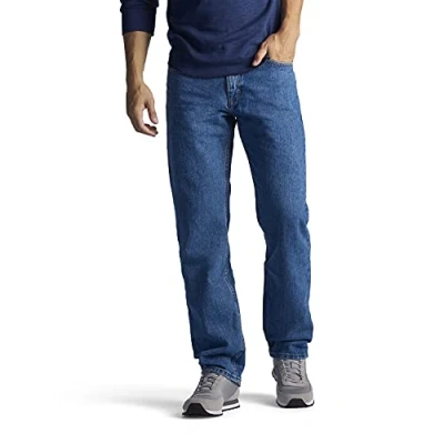 Bild av Lee herr Jeans Normal passform raka ben jeansbyxor med ben, Pepparsten, 40W / 34L
