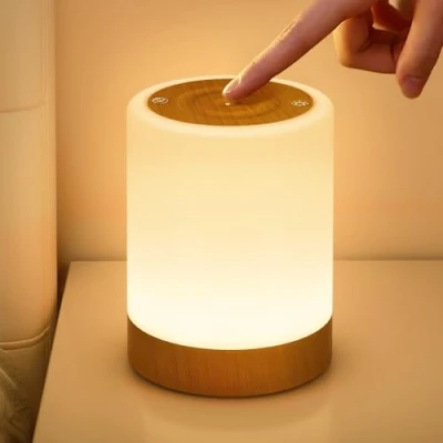Bild av NIWOHOM Touch LED nattlampa, Dimbar Trådlös Uppladdningsbar Bordslampa med 5 Lägen och 256 RGB färger, Nattlampa Varmt Ljus Sänglampa Timerfunktion Stämningsljus Skrivbordslampor för Sovrum