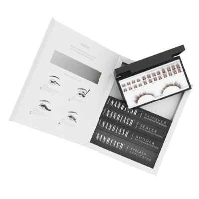 Bild av Startkit för DIY fransförlängning hemma Nanolash 36 Ögonfranskluster + bonder sealer remover applikator (Brun, DIVINE)