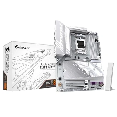 Bild av GIGABYTE B850 AORUS ELITE WIFI7 ICE moderkort AMD Ryzen 9000 serien processorer, 12+2+1 faser digital VRM, upp till 5200MHz DDR5 (OC), 1xPCIe 5.0 + 2xPCIe 4.0 M.2, 2.5 LAN, WIFI 7, USB 3.2 Gen 2 x