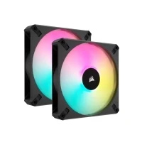 Bild av Corsair iCUE AF140 RGB ELITE 140mm PWM Dubbla Fläktpaket Åtta Ljusdioder Per Fläkt AirGuide Teknik Fluiddynamiskt Lager Inkluderad Lighting Node CORE Controller Svart