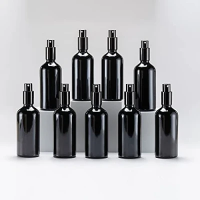 Bild av Yizhao Svart Sprayflaska Glas 100ml, med Liten Fin Dimma spray, Metalllock, Påfyllningsbara för Eterisk Olja, Resa, Rengöring, Parfym, Aromaterapi, Mmakeup 9 Stycken