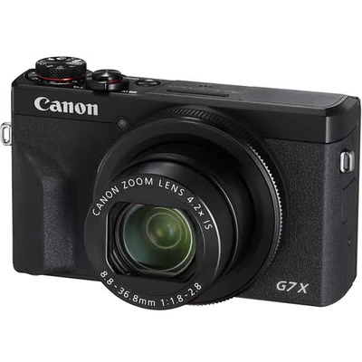 Bild av Canon PowerShot G7 X Mark III digitalkamera (20,1 MP, 4,2 vägs optisk zoom, 7,5 cm (3 tum) LCD pekskärm vikbar, DIGIC 8, 4K, Full HD, WLAN, Bluetooth, automatisk bländar), svart