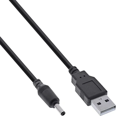 Bild av InLine® USB DC strömadapterkabel, A kontakt till 3,5 x 1,35 mm ihålig kontakt, svart, 3 m
