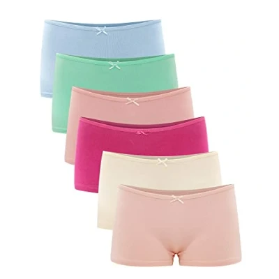 Bild av Libella® Trosor dam (6/3 pack) boxershorts kalsonger underkläder set bomull kvinnor pojkar shorts 3901, Rosa/ljusrosa/gräsgrön/mörkrosa/aprikos vit/himmelsblå, S