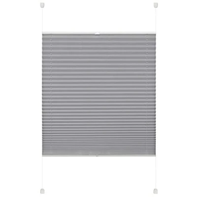 Bild av Deco Company plisségardin att klämma fast, ogenomskinlig plisserad rullgardin, Alla monteringsdelar ingår, EASYFIX fastspänd med 2 manöverskenor, Grå, 110 x 130 cm (BxH)
