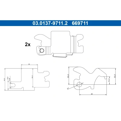 Bild av ATE 03.0137 9711.2 Tillbehörssats, bromsbackar, parkeringsbroms