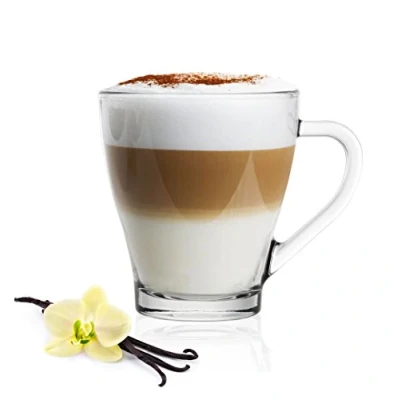 Bild av Sendez 6 cappuccinoglas med handtag och skedar i rostfritt stål, kaffeglas, teglas, cappuccino, latte, macchiato